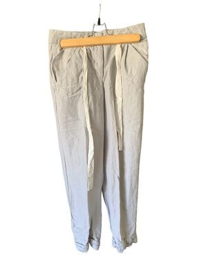 Wilfred Light Gray Drawstring Linen Lycocell Button Front Pants